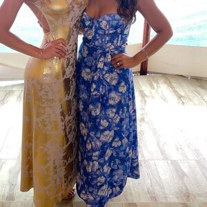 Bardot blue corset vibrant dress